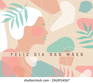 Mother's day greeting card. Vector banner. Cartão de dia das mães. Post mothers day. Modern candy colors.