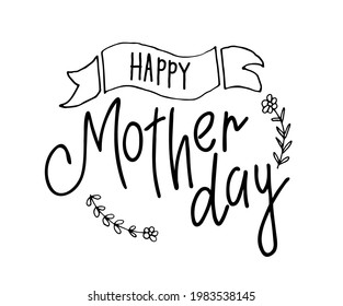 Mother's day greeting card. Vector banner, Mother's Day Holiday Typography with decor.