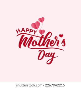 Mother's day greeting card. Vector banner with flying pink paper hearts. Love symbol on white background,This image is about happy women day, mother, female, and International Women's Day.Copyspace