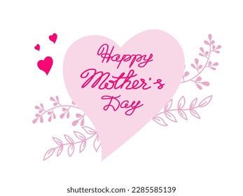 Mother's day greeting card. Vector banner with hand written text on pink hearts background. Vector illustration