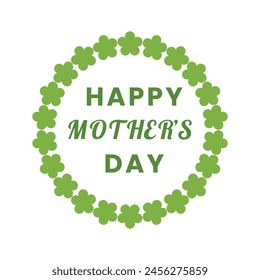 Mother's day greeting card. Vector banner illustration design with floral flowers circle frame and text Happy Mother's Day for celebration mom holiday
