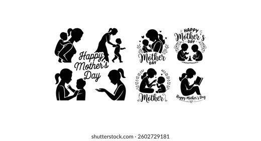 Mother's day greeting card. Vector banner with pink paper heart. Symbol of love and calligraphy