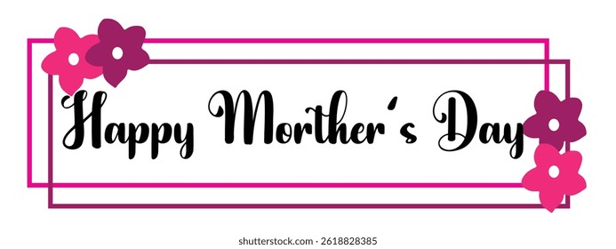 Mother's day greeting card. Vector banner with pink paper heart. Symbol of love and calligraphy text on gray background. .