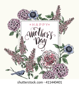 Mother's Day greeting card. Vector illustration.