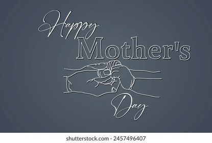 Mother's day greeting card, Vector,banner. Symbol of mom and child hands