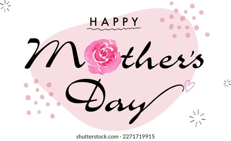 Mother's day greeting card with watercolor flower and typography
