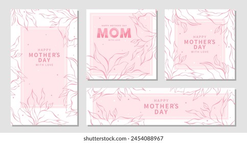 Mother's Day greeting cards with beautiful flowers in pastel colors. Vector illustration design for banner, poster and social media