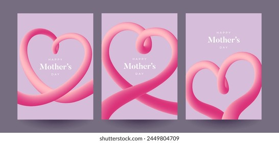 Mother's Day greeting cards set. Vector illustration.