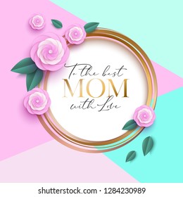 Mothers day greeting cardwith beautiful paper flowers