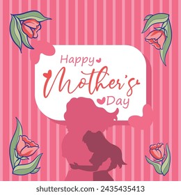 Mother's day Greeting Silhouette mother and daughter card