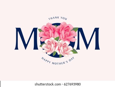 Mother's Day greetings. With "Thank You MOM" message. vector illustration