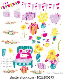 Mother's day hand drawn illustrations