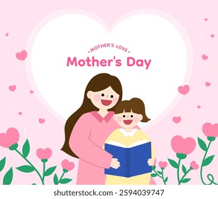 Mother's Day, happy mother and daughter who read fairy tales, family, parents' day