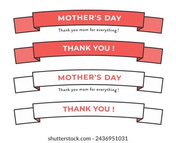 mother's day heading ribbon illustration material