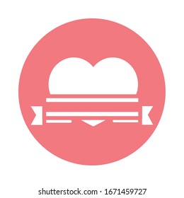 mothers day, heart love ribbon decoration party vector illustration block style icon