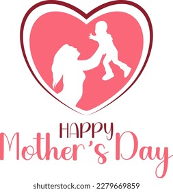 Mothers day heart mother playing with child vector design