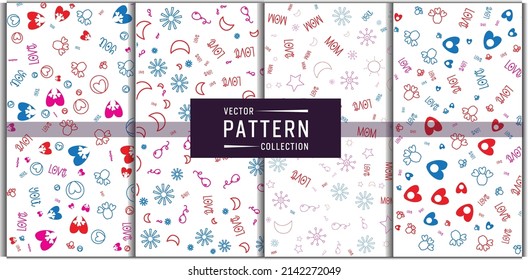 Mother's day heart shape pattern vector collection set of four 