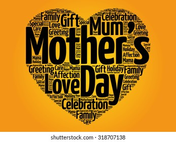 Mother's day heart word cloud