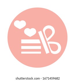 mothers day, hearts love in gift box surprise celebration vector illustration block style icon