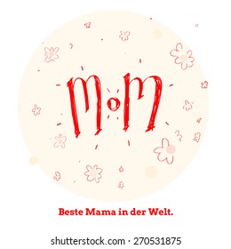 Mother's Day holiday Illustration with text "Happy mother's day" in german  