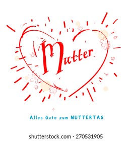 Mother's Day holiday Illustration with text "Happy mother's day" in german  