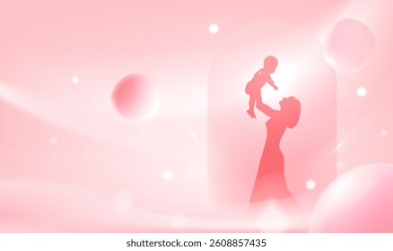 Mother's Day horizontal illustration mother holding child