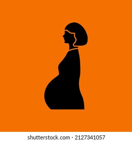Mother's Day Icon. Black on Orange Background. Vector Illustration.
