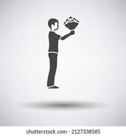 Mother's Day Icon. Dark Gray on Gray Background With Round Shadow. Vector Illustration.
