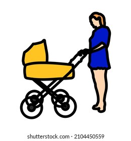 Mother's Day Icon. Editable Bold Outline With Color Fill Design. Vector Illustration.
