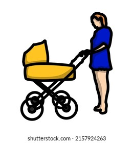 Mother's Day Icon. Editable Bold Outline With Color Fill Design. Vector Illustration.