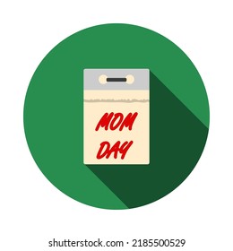 Mother's Day Icon. Flat Circle Stencil Design With Long Shadow. Vector Illustration.