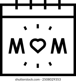 Icono del Día de las Madres. Diseño de estilo lineal delgado aislado sobre fondo blanco