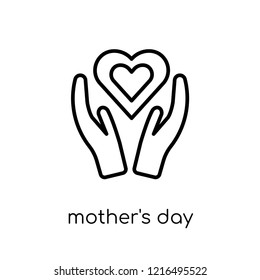 Mother's day icon. Trendy modern flat linear vector Mother's day icon on white background from thin line United States of America collection, editable outline stroke vector illustration
