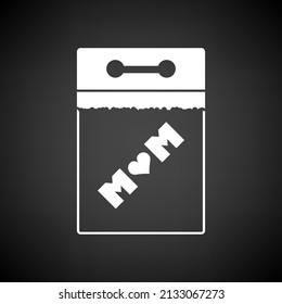 Mother's Day Icon. White on Black Background. Vector Illustration.