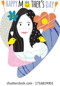 Mother's day illustation  with abstract elements