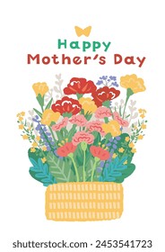 Mother's Day illustration carnation bouquet poster