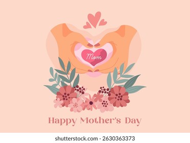 Ilustração do Dia das Mães com as Mãos Fazendo a Forma do Coração