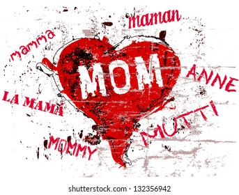 Mother's day Illustration, a little bit grungy, sorry mum !