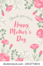 Mother's Day illustration material of carnations and gypsophila