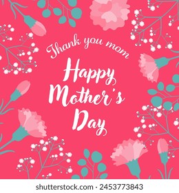 Mother's Day illustration material of carnations and gypsophila