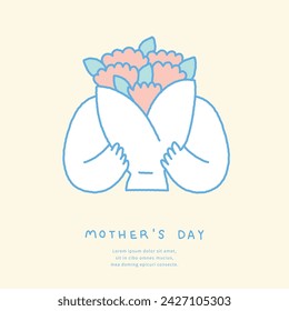 Mother's day illustration template with bouquet.