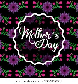 mothers day label decoration on floral bright color dark background