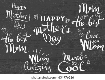 Mothers Day lettering design. Vector design elements for greeting card and other print templates