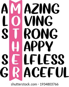 Mother's day lettering. Interesting, heartwarming and cool lettering illustration vector