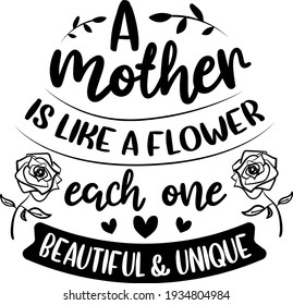 Mother's day lettering. Interesting, heartwarming and cool lettering. Flower illustration vector