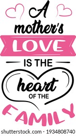 Mother's day lettering. Interesting, heartwarming and cool lettering. Heart illustration vector