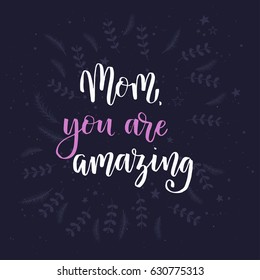 Mothers Day Lettering overlays in vector, calligraphy, modern brush lettering, hand drawn design elements, gifts, wallpapers, web template, card, invitation