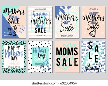 Mothers Day Lettering overlays in vector, calligraphy, modern brush lettering, hand drawn design elements, gifts, wallpapers, web template, card, invitation