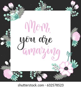 Mothers Day Lettering overlays in vector, calligraphy, modern brush lettering, hand drawn design elements, gifts, wallpapers, web template, card, invitation
