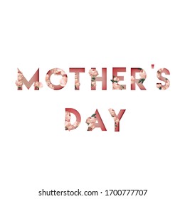Mother's day lettering. Peonies pattern. Stylish romantic greeting card. Vector.